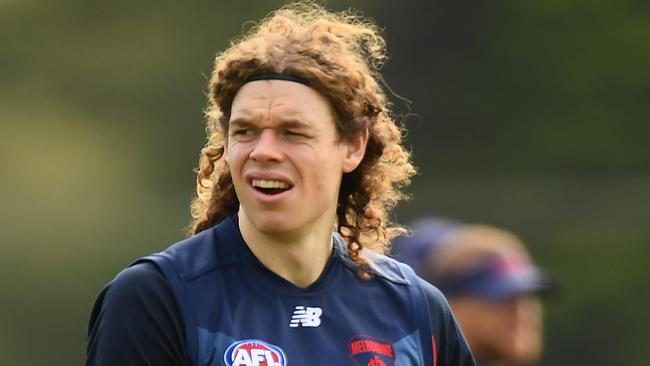 Ben Brown looks on during a Melbourne training session in March. Picture: Quinn Rooney/Getty Images