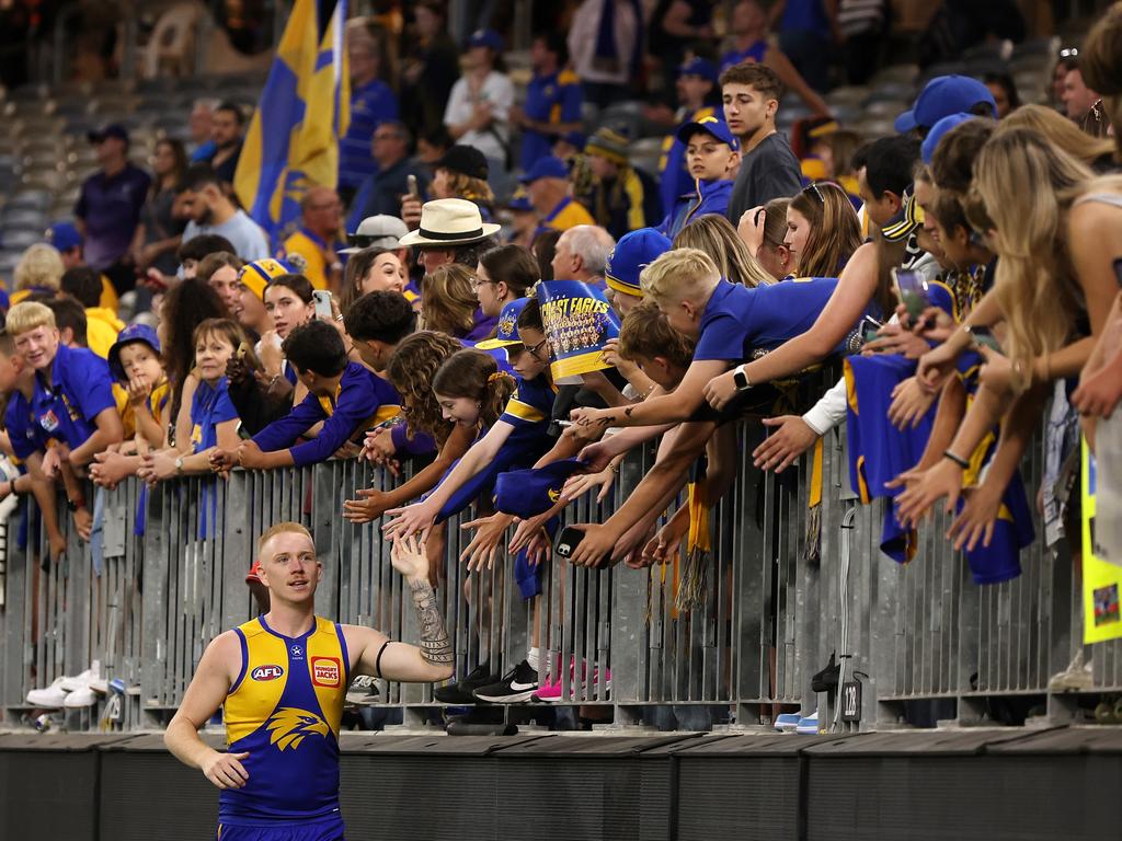 The West Coast Eagles appear to have turned a corner in the past few weeks. Picture: Will Russell/AFL Photos via Getty Images.