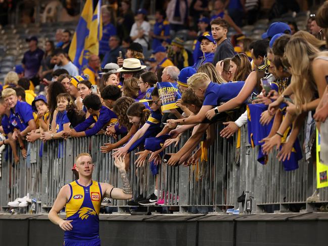 The West Coast Eagles appear to have turned a corner in the past few weeks. Picture: Will Russell/AFL Photos via Getty Images.