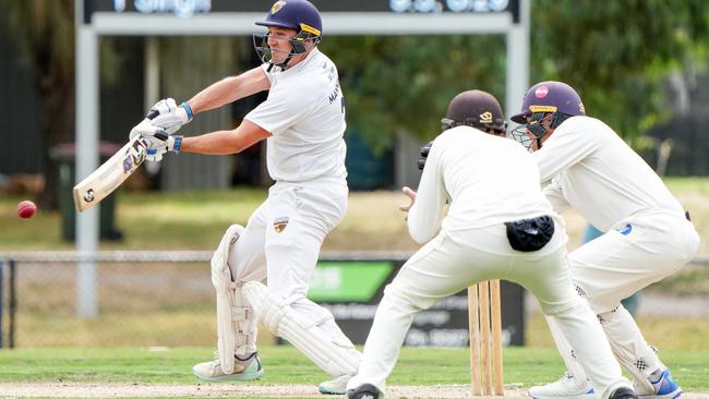 Josh Manning of Kingston Hawthorn cuts. Picture: George Sal