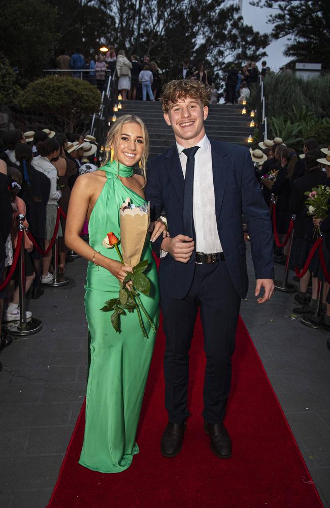 Jess Gorrie and partner Jett Day arrive at The Glennie School formal at Picnic Point, Thursday, September 12, 2024. Picture: Kevin Farmer