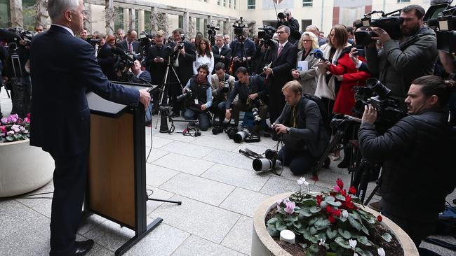 Malcolm Turnbull addresses the media on Thursday. Picture: Kym Smith.