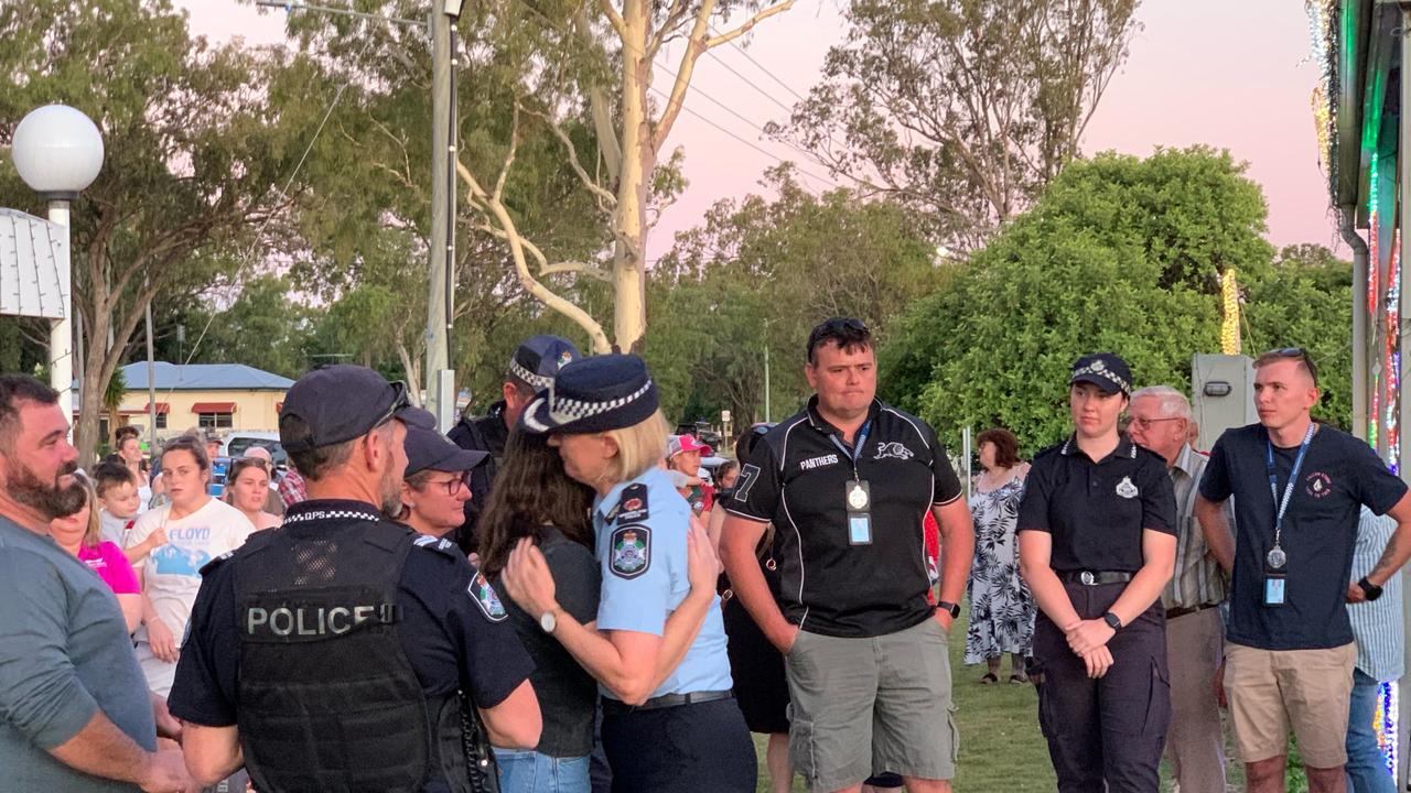 Assistant police commissioner Charysse Pond embraces Constable Keely Brough. Picture: Nine News