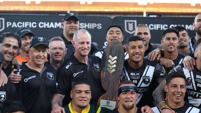 Maguire and his players enjoy their historic win over Australia recently. Picture: Phil Walter/Getty Images