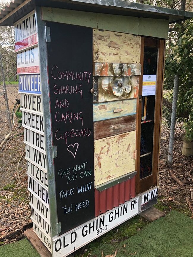 Give and take: Alexandra’s community caring cupboard. Picture: Supplied