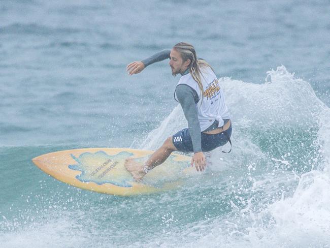 Early Saturday heats of The Burleigh Heads Boardriders Single Fin Festival. Picture: Glenn Campbell