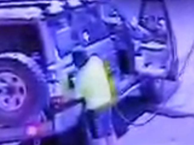 In July, 2019, four children stole a four-wheel-drive from Rockhampton, Qld, and drove it to NSW. This CCTV footage captures one of the children stealing petrol from a service station in Banana. Picture: Queensland Police