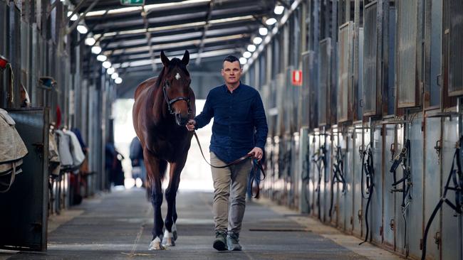 Trainer Joe Pride with horse Think About It. Picture: Nikki Short