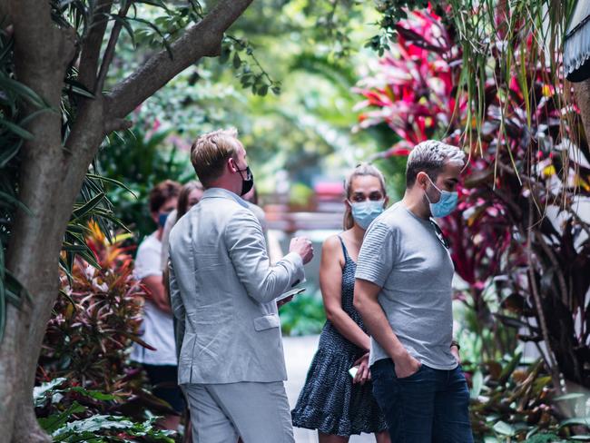 Home seekers line up for an open for inspection in Sydney's inner west. Picture: Adrian William