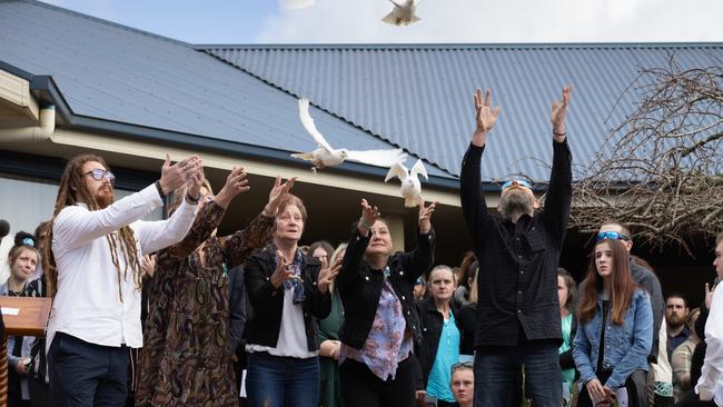 BURNIE, AUSTRALIA. NewsWire Photos. AUGUST 12th, 2023. Family and friends of Shyanne-Lee Tatnell attend a service in celebration of her life in Burnie, Tasmania. Teenager Shyanne-Lee's body was found in Tasmanian bushland. Picture: NCA NewsWire/ Grant Wells