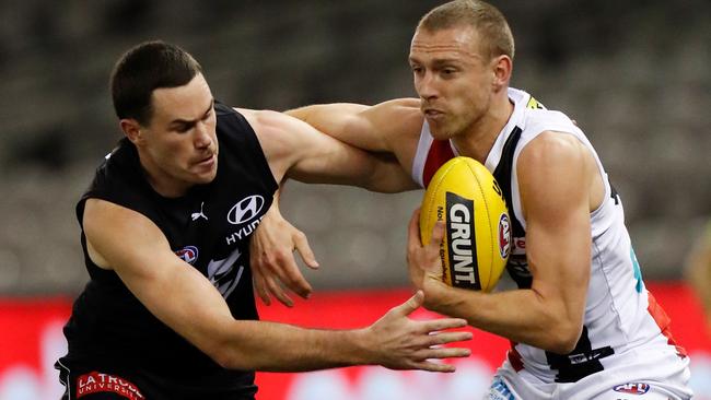 Callum Wilkie is proving to be St Kilda’s Mr Reliable behind the ball. Picture” Getty Images