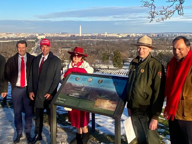 (L-R) Adam Giles, Dan Wade, Garry Korte, Gina Rinehart, and Gerhard Veldsman photographed together in Washington, D.C. ahead of the inauguration of Donald Trump.