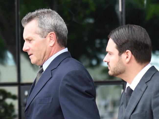 Upper Coomera man David Peter Hill (left), 60, leaving Southport Courthouse on March 3, 2025. Picture: Alex Treacy