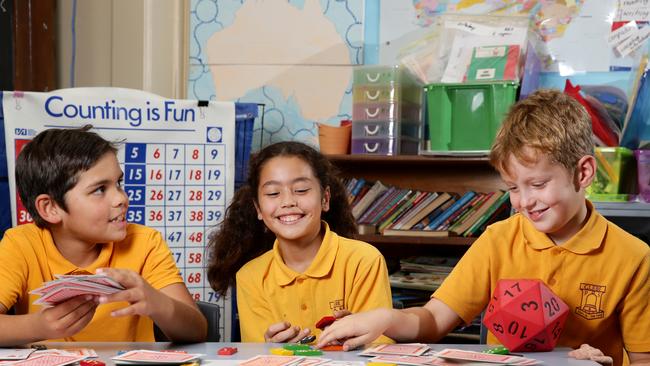 Glebe Public School students Yaylen Parks, Liana Ridzal and Jake Granger. Picture: Jonathan Ng