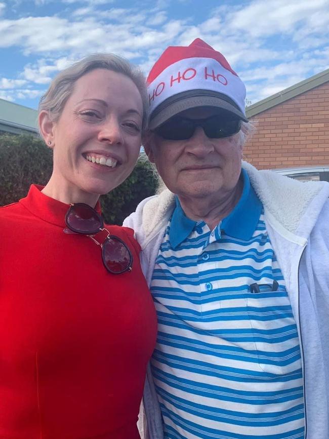 Louise Paine, 37, and her dad David Porthouse who passed away aged 66. Ms Paine wasn't allowed into Tasmania for the funeral because she is currently living in Victoria.