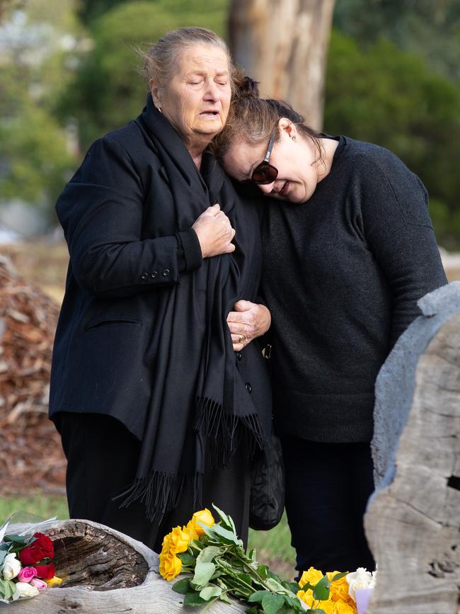 Courtney’s distressed grandmother at the scene. Picture: Sarah Matray