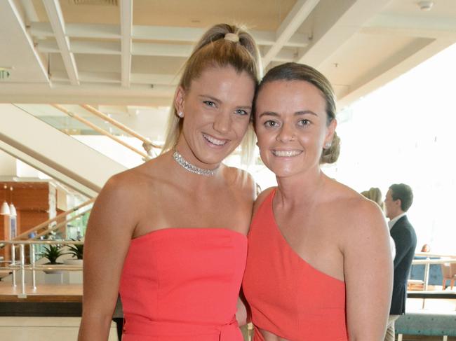 Paige Parker and Emma Pittman (right) at Gold Coast Suns Ladies Lunch at Sheraton Grand Mirage Resort, Main Beach. Picture: Regina King (copyright restrictions apply 07 55322193). Pic for Peter and Regina Column GC Bulletin