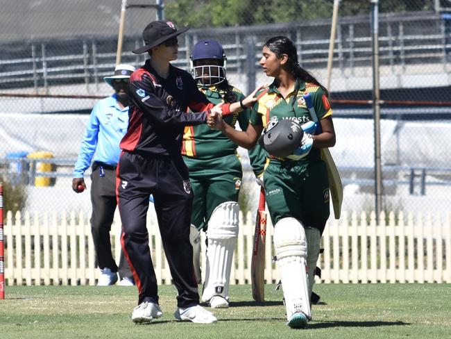 Campbelltown Camden’s Aditi Shidore (R) topped the charts with 580 runs. Picture: Mark Williams