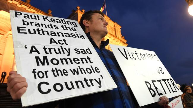 Victorian Pro-life demonstrators have been protesting since the law changes took place last week. Picture: AAP/James Ross