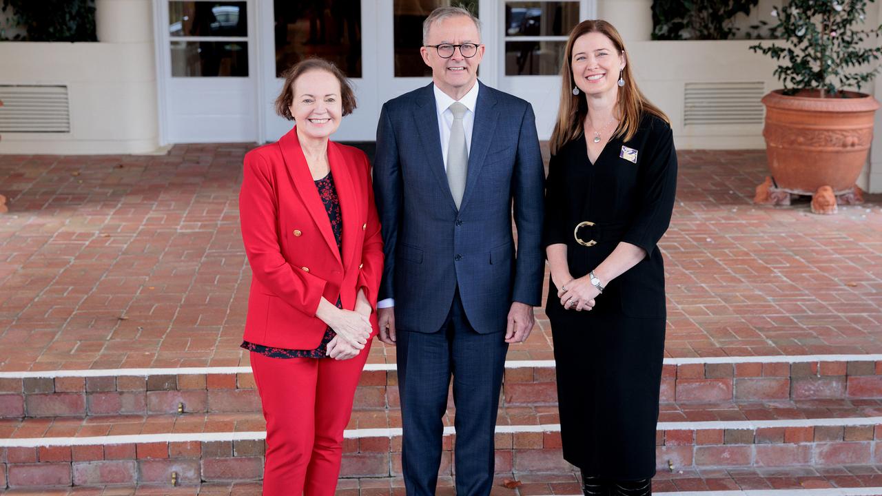 Tasmanian Senator Carol Brown, Prime Minister Anthony Albanese and Minister Julie Collins. Picture: Prime Minister’s Office