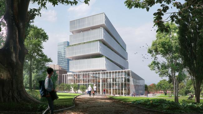 The Entrepreneur and Innovation Centre (EIC) to be developed at Lot Fourteen as viewed from the Adelaide Botanic Garden. Picture: Supplied.