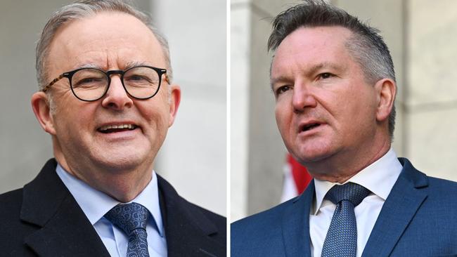 Chris Bowen, right, has dismissed the furore over Anthony Albanese obtaining Qantas flight upgrades.