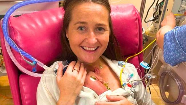 First-time mum Priscilla Haley with her little bundle of joy Stephanie in hospital. Pictures: Contributed