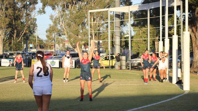 Action from the QFAW division one clash between Surfers Paradise and Southport. Pic: Supplied.