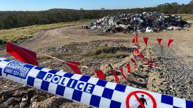 The crime scene at Cessnock tip after Mr Mears was found with injuries and later died. Picture: Amy Ziniak