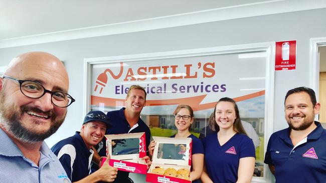 LOCAL BUSINESS: Damien Martoo with the team at Astill's electrical services. (Picture: Contributed)