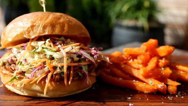 Pulled pork with house slaw served at Burleigh Social, Burleigh, Gold Coast. Picture: Regi Varghese