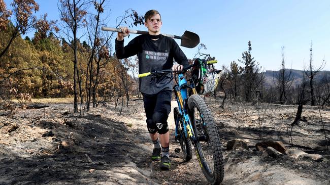 16 year-old Ethan Hutchinson is leading the initiative to restore Fox Creek Mountain Bike Park. Picture: Tricia Watkinson