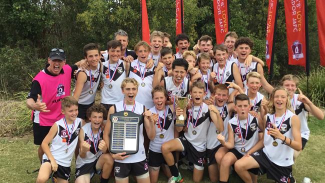 The Southport Sharks won the under-14 division one AFL Queensland Gold Coast Juniors grand final. Picture credit: AFLQ