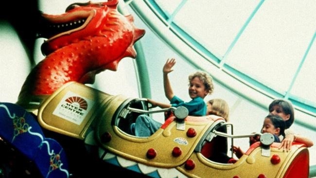 A rollercoaster on the top level of the Wintergarden retail centre in the Queen St Mall was another popular venue in the late 1980s.