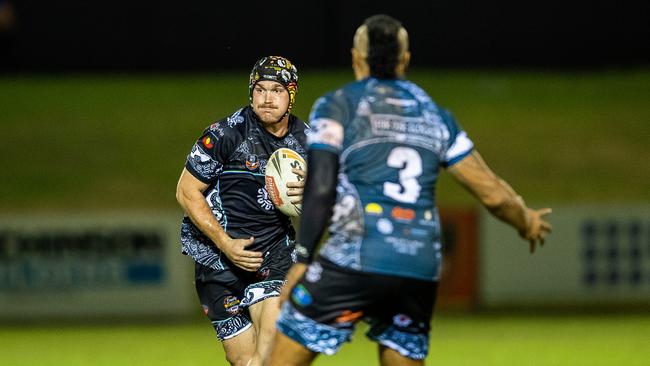 Indigenous All Stars captain Blake Fletcher on the charge in the 2023 Deadly Cup Carnival. Picture: Pema Tamang Pakhrin