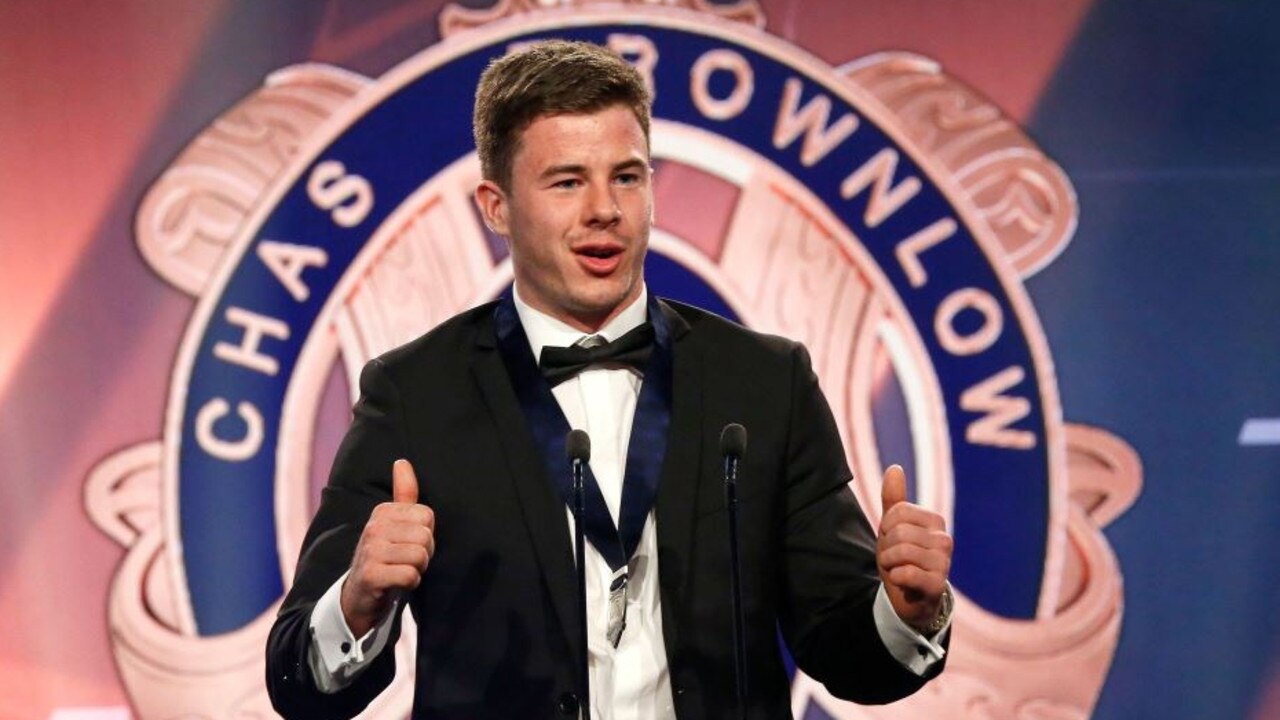 Jack Higgins delivers his speech after winning Goal of the Year.