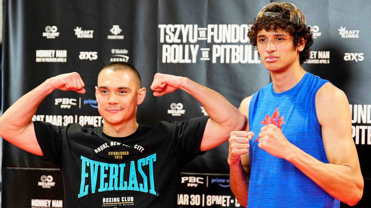 Tim Tszyu fights Sebastian Fundora for the WBO and WBC super welterweight titles. (Photo by Louis Grasse / GETTY IMAGES NORTH AMERICA / Getty Images via AFP)