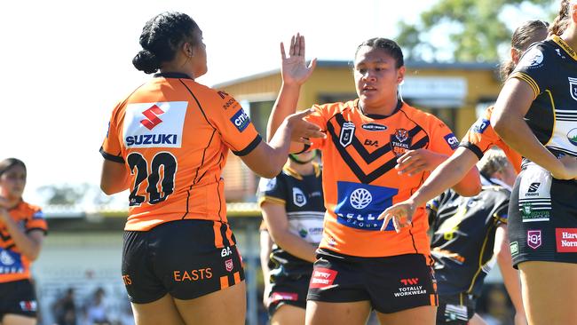 Harvey Norman under 19s girls rugby league match between Brisbane Tigers and Tweed Seagulls. Saturday February 25, 2022. Picture, John Gass