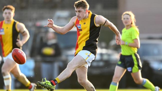 SFNL: Campbell James gets a kick for Cheltenham. Picture: Josh Chadwick