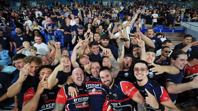17th October 2020, Runaway Bay Seagulls celebrate winning the Gold Coast Rugby League A-Grade Grand Final against the Burleigh Bears played at CBus Stadium Photo: Scott Powick Newscorp