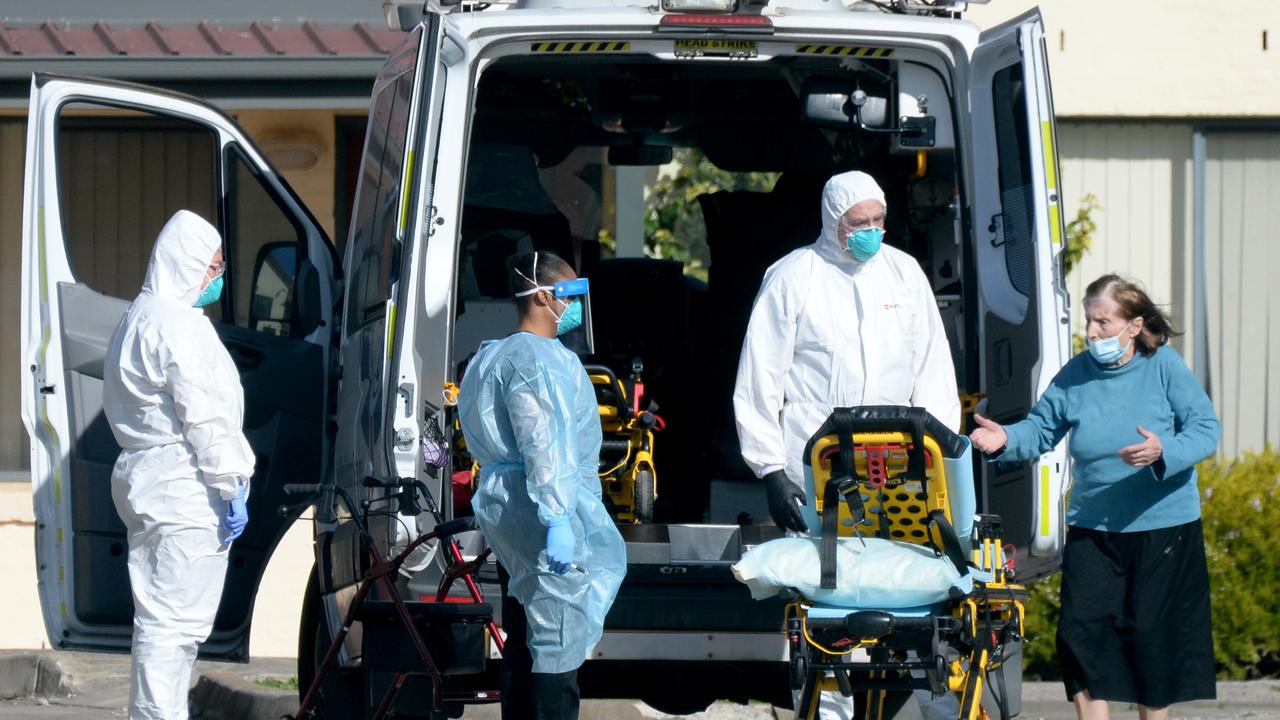 The last remaining residents at St Basil's Home for the Aged at Fawkner have been relocated after a severe coronavirus outbreak. Picture: Andrew Henshaw