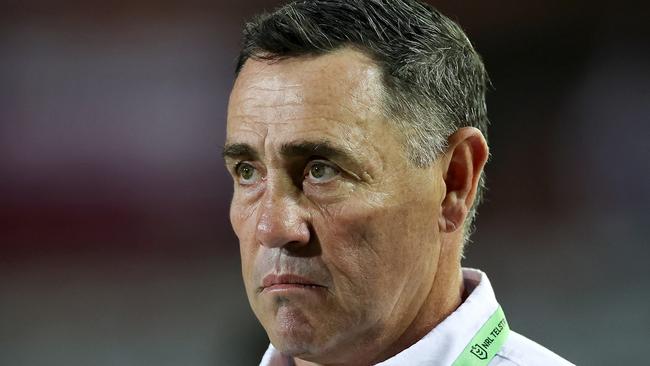 SYDNEY, AUSTRALIA - MARCH 16:  Sea Eagles assistant coach Shane Flanagan looks on before the round three NRL match between Manly Sea Eagles and Parramatta Eels at 4 Pines Park on March 16, 2023 in Sydney, Australia. (Photo by Cameron Spencer/Getty Images)