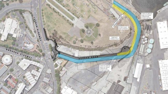 Plans provided by Macquarie Point Development Corporation showing plans for an access road to the site. Picture: SUPPLIED.