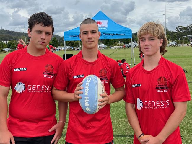 CHS trial players Kyan Rathbone from Parks High, Monty Fry from Port Hacking High and Luca Pirrello from Cronulla High. Pic: Supplied