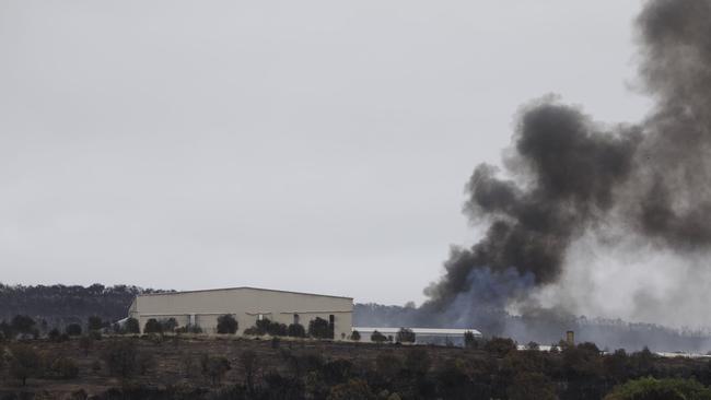 Toxic smoke rises from the Port Lincoln dump, which is on fire. Picture: Rob Lang