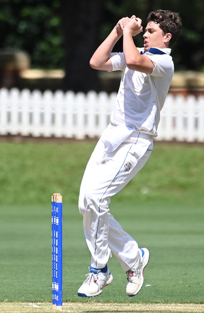 Nudgee college bowler Billy Connellan. Picture, John Gass