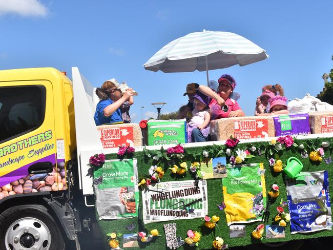 St Mary's Kindergarten children and educators rode through the 2021 Warwick Rodeo Street Parade on the Fontana Brothers float.