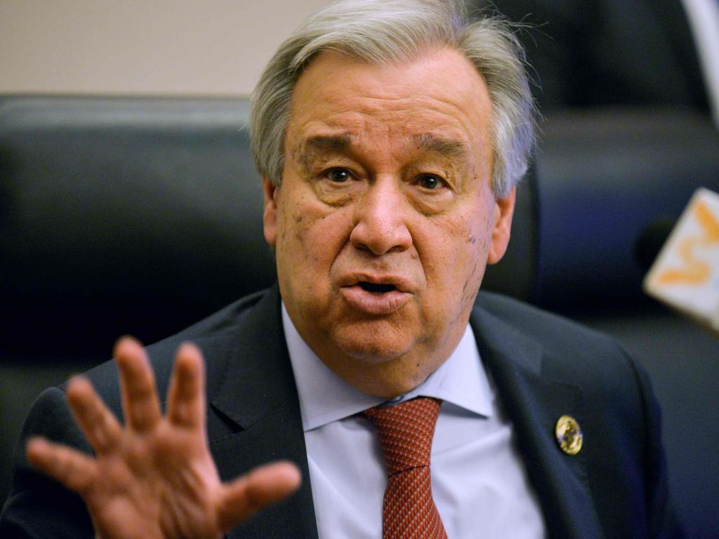 UN Secretary General Antonio Guterres has slammed world leaders for “lying” about climate change. Picture: AFP