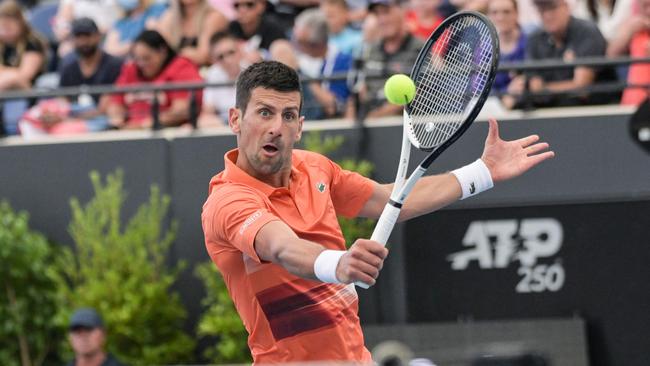 Serbian tennis player Novak Djokovic was challenged early in his first round match against France's Constant Lestienne but breezed through in straight sets. Picture: Brenton EDWARDS / AFP