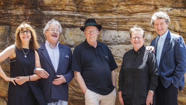 Australian theatre legends (L-R) Susan Provan, Reg Livermore, Jim Sharman, Robyn Archer and Ian McRae, were honoured in November last year, the centenary year of industry organisation Live Performance Australia. Picture. Hollie Adams/The Australian